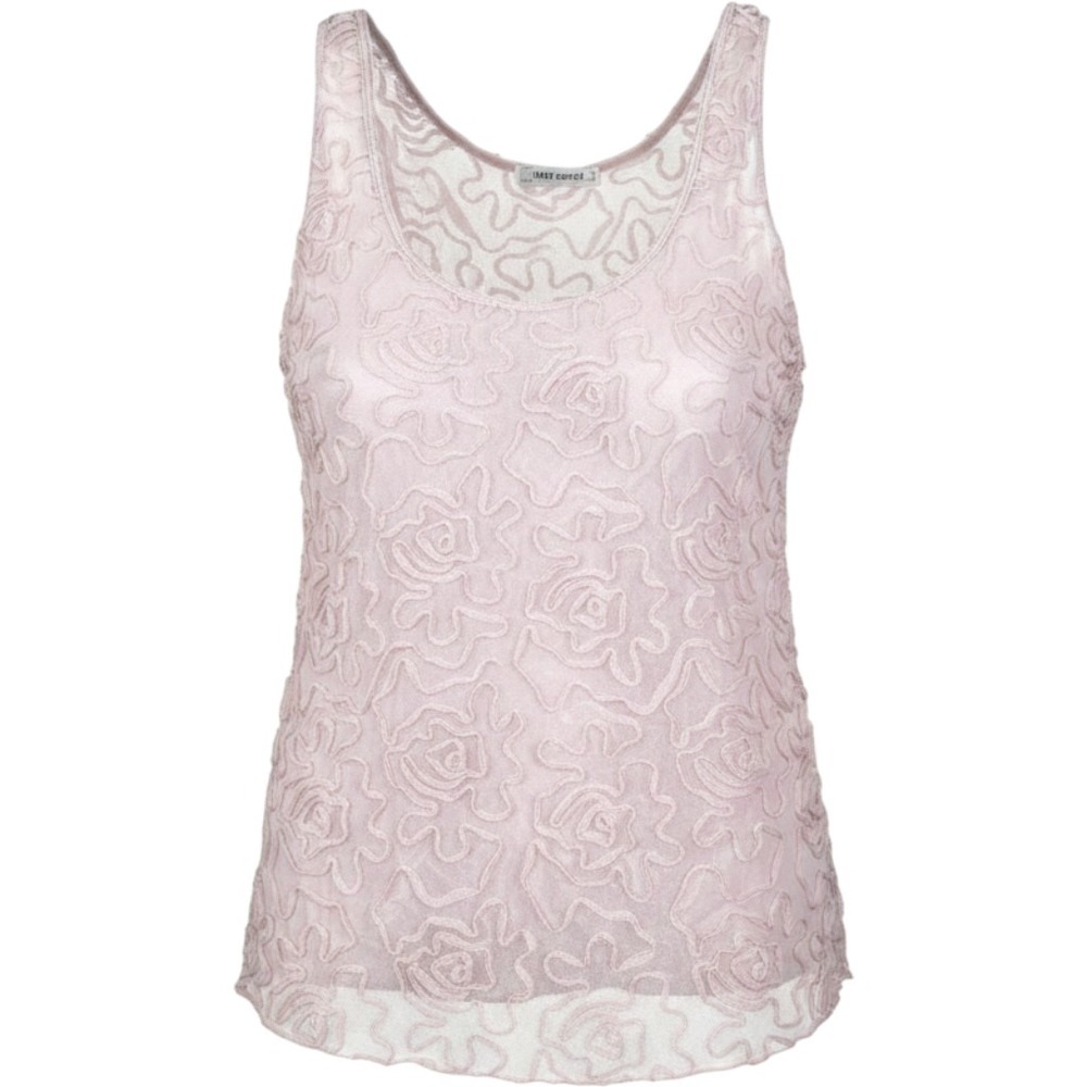 Free People Women's Tan Floral Mesh Sleeveless Tank Top Rose Embroidery Large